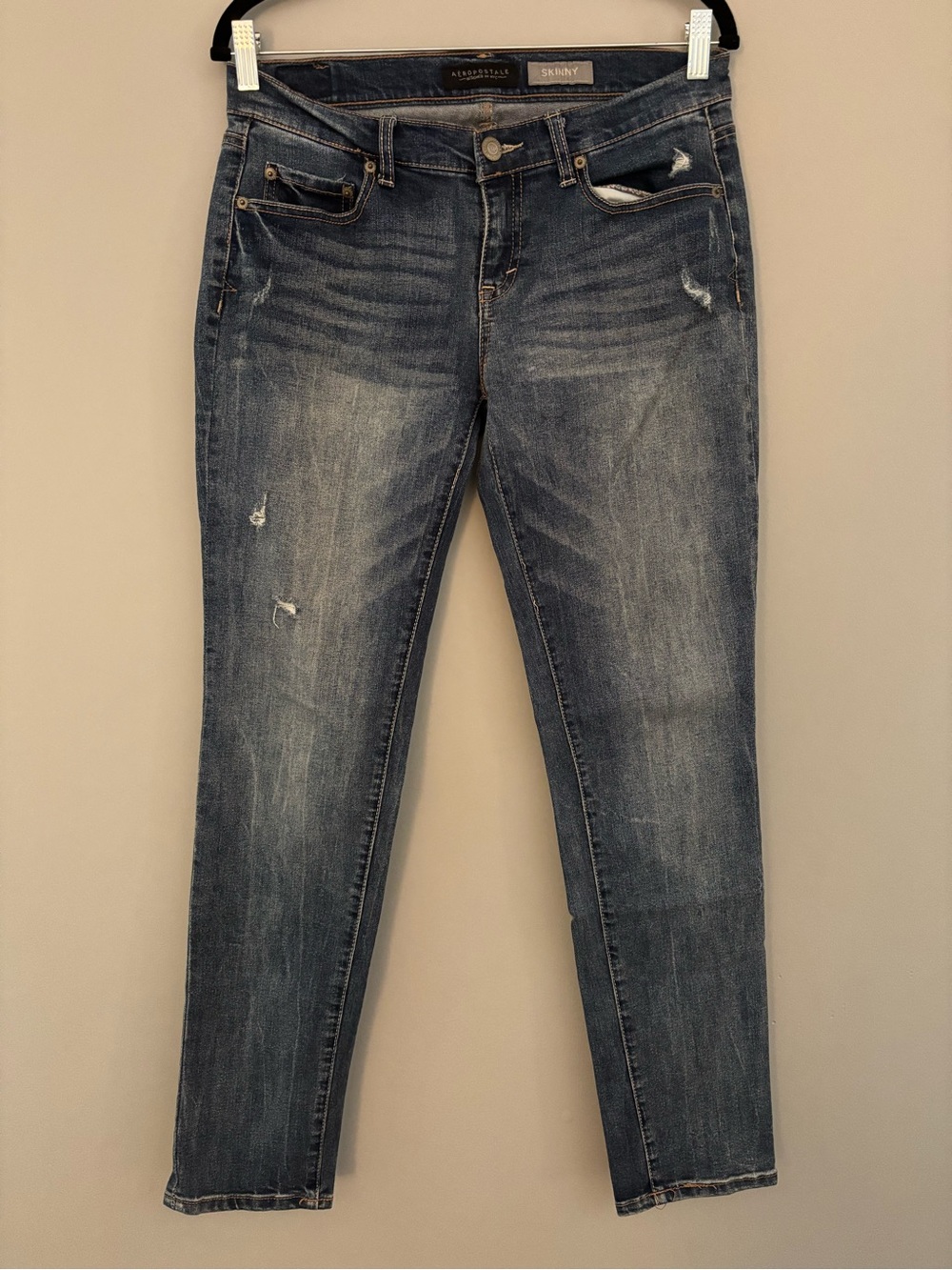 Vintage Low Rise Distressed Denim Skinny Jeans - 10 Regular